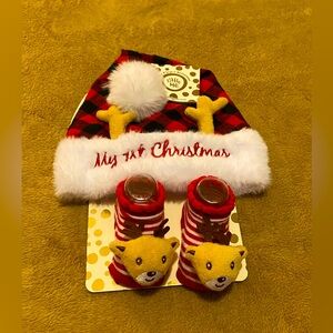 Little Me My 1st Christmas Booties and Hat